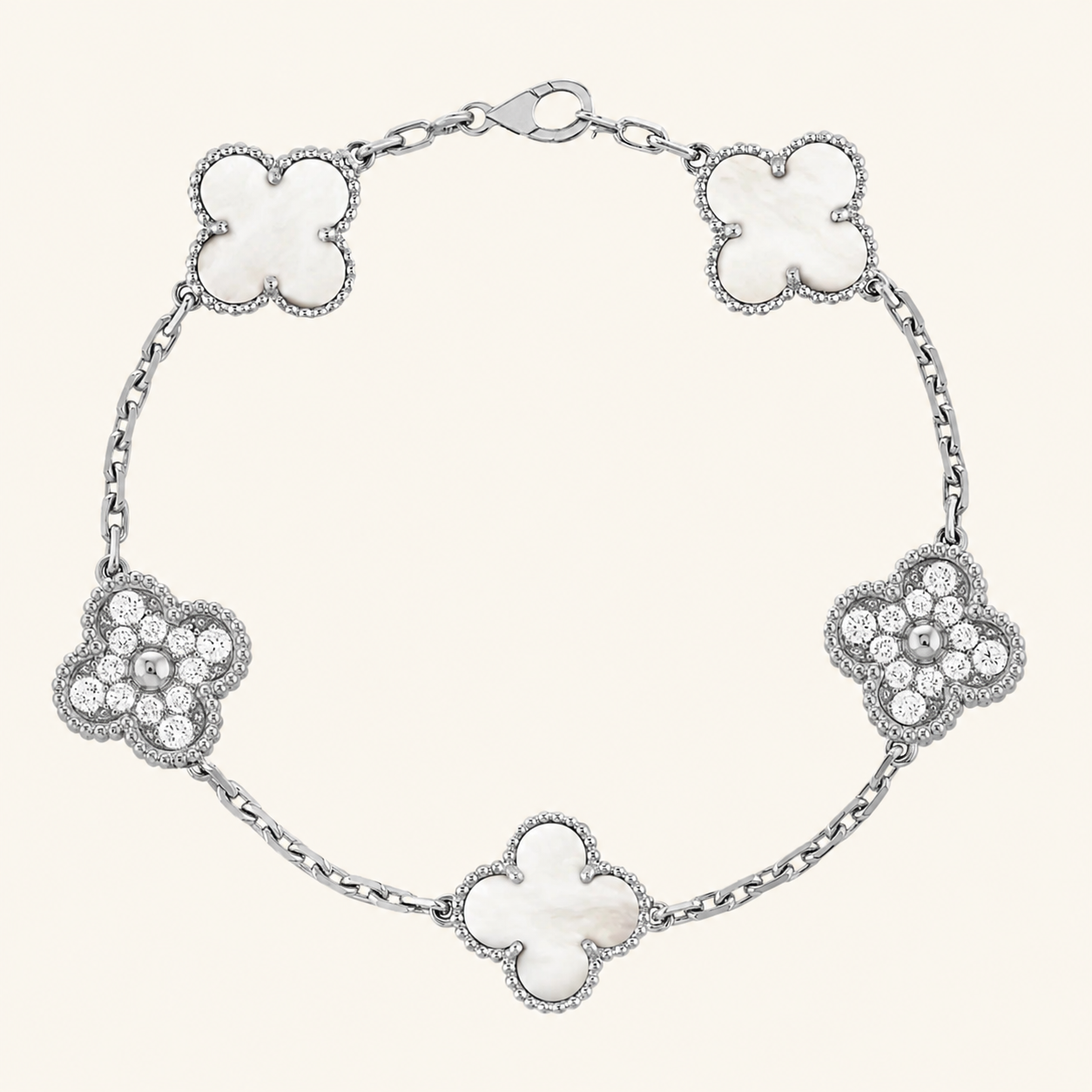 CLOVER | Silber/Weißes Armband Prestige