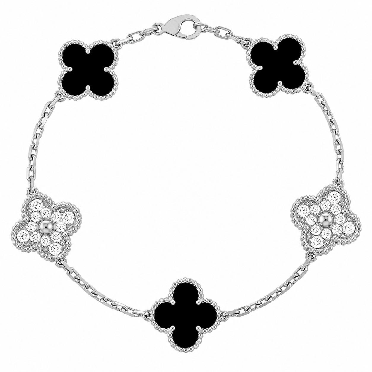 CLOVER | Armband Schwarz/Silber Prestige