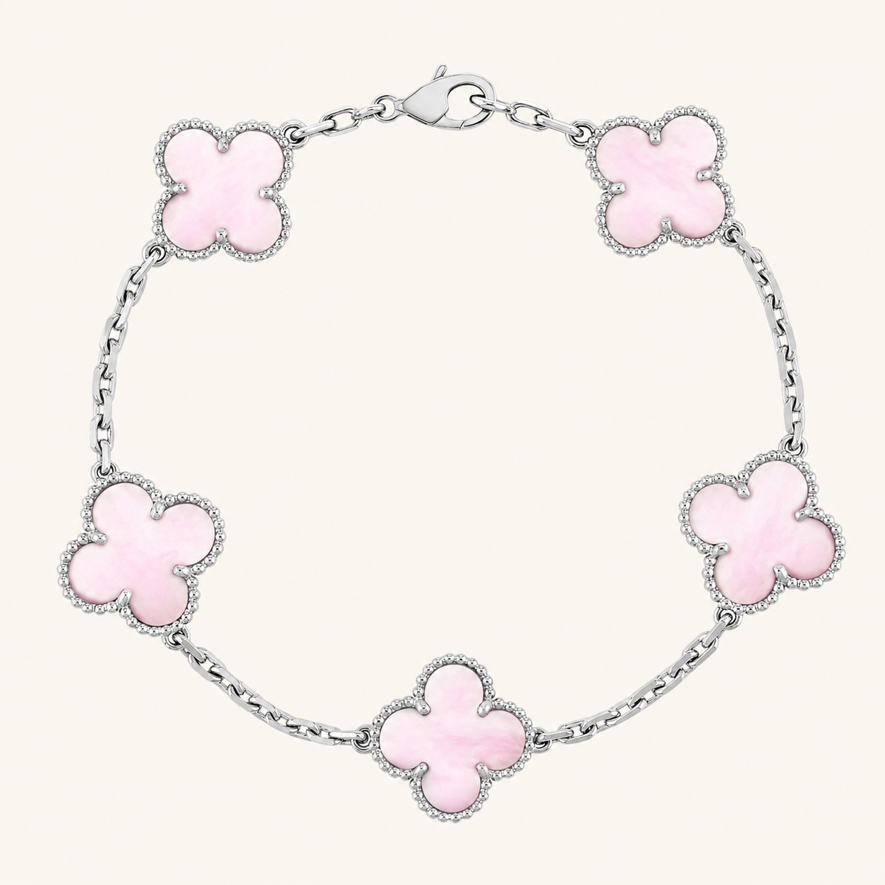 CLOVER | Rosa/Silber Armband