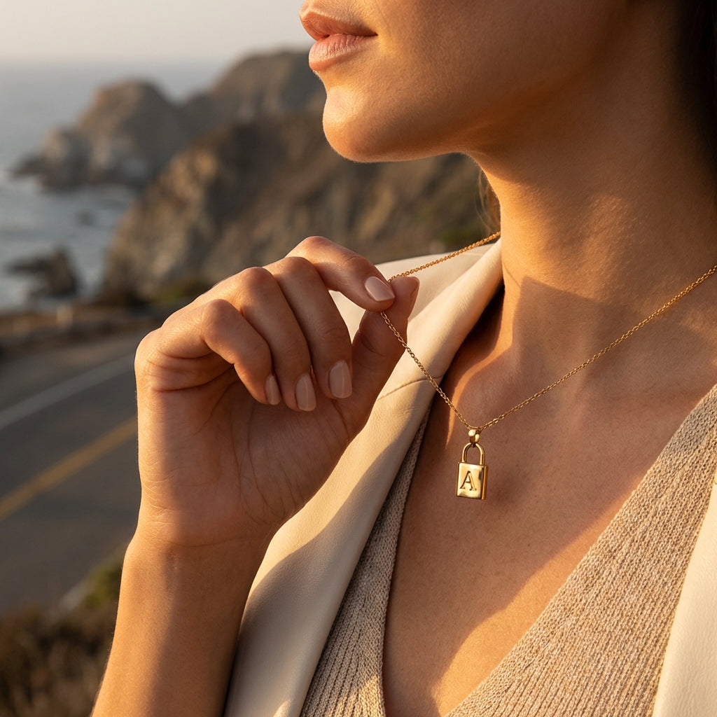 Valora Lock Initial Necklace