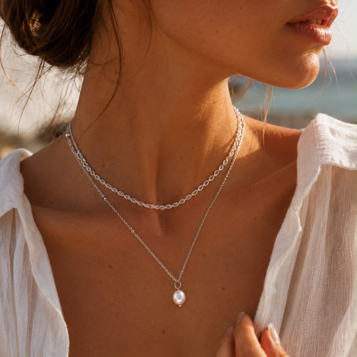 Silver Pearl Harmony Necklace