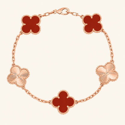 CLOVER | Red Rose Gold Guilloché Bracelet
