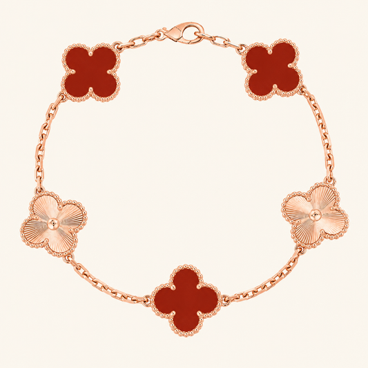 CLOVER | Red Rose Gold Guilloché Bracelet