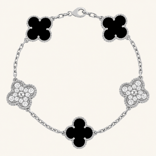 CLOVER | Armband Schwarz/Silber Prestige