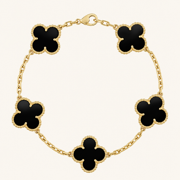 CLOVER | Black/Gold Bracelet