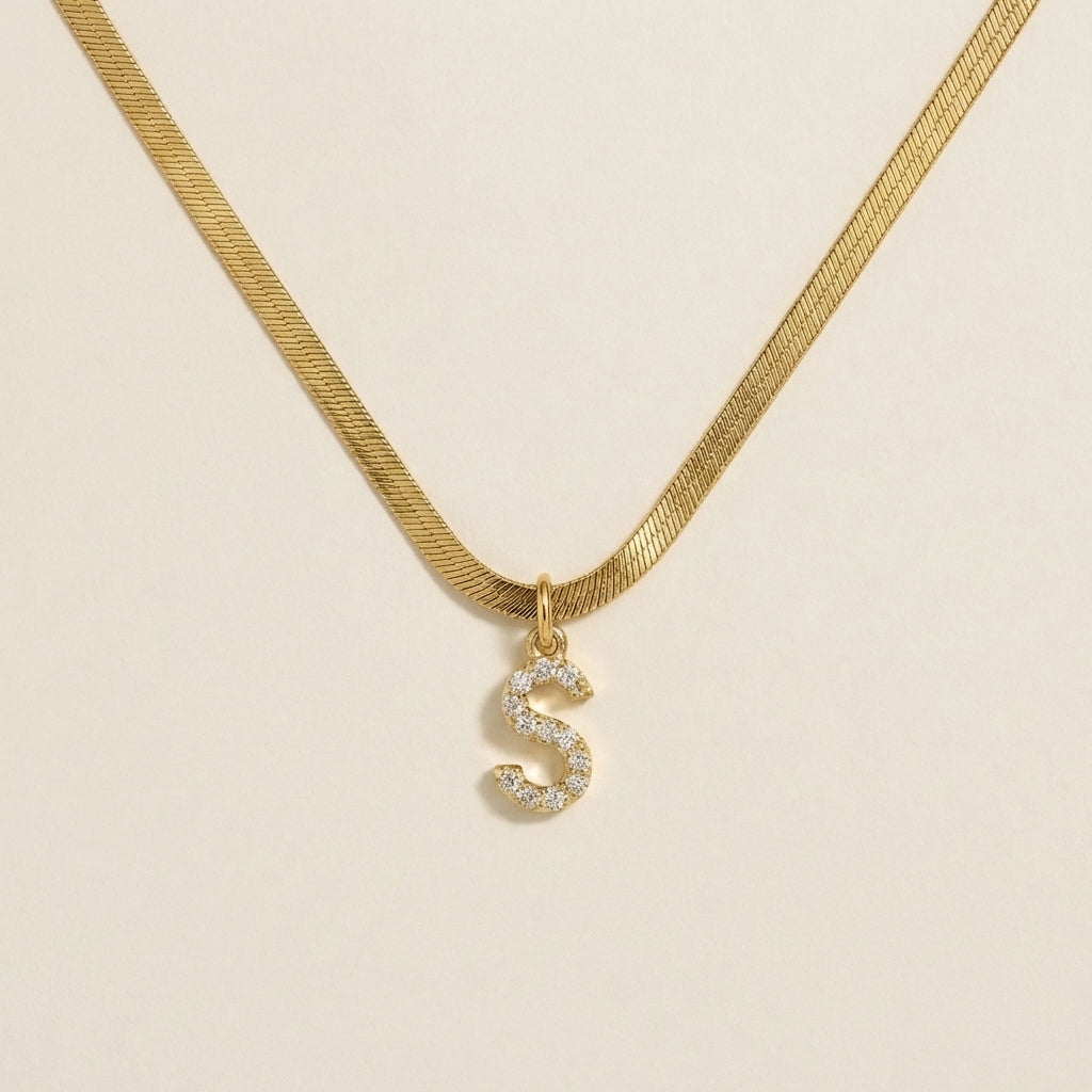 Solea Pavé Initial Necklace