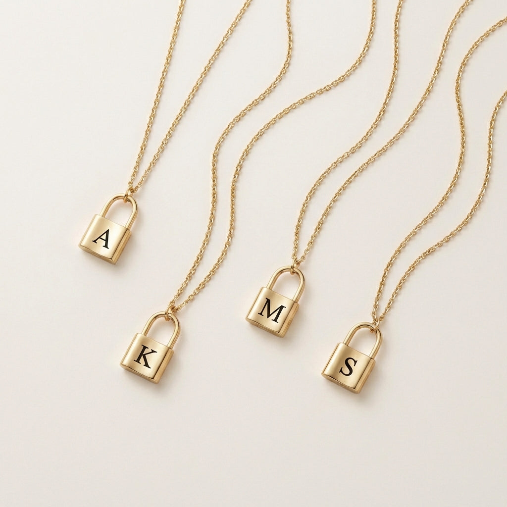 Valora Lock Initial Necklace