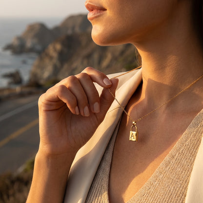Valora Lock Initial Necklace