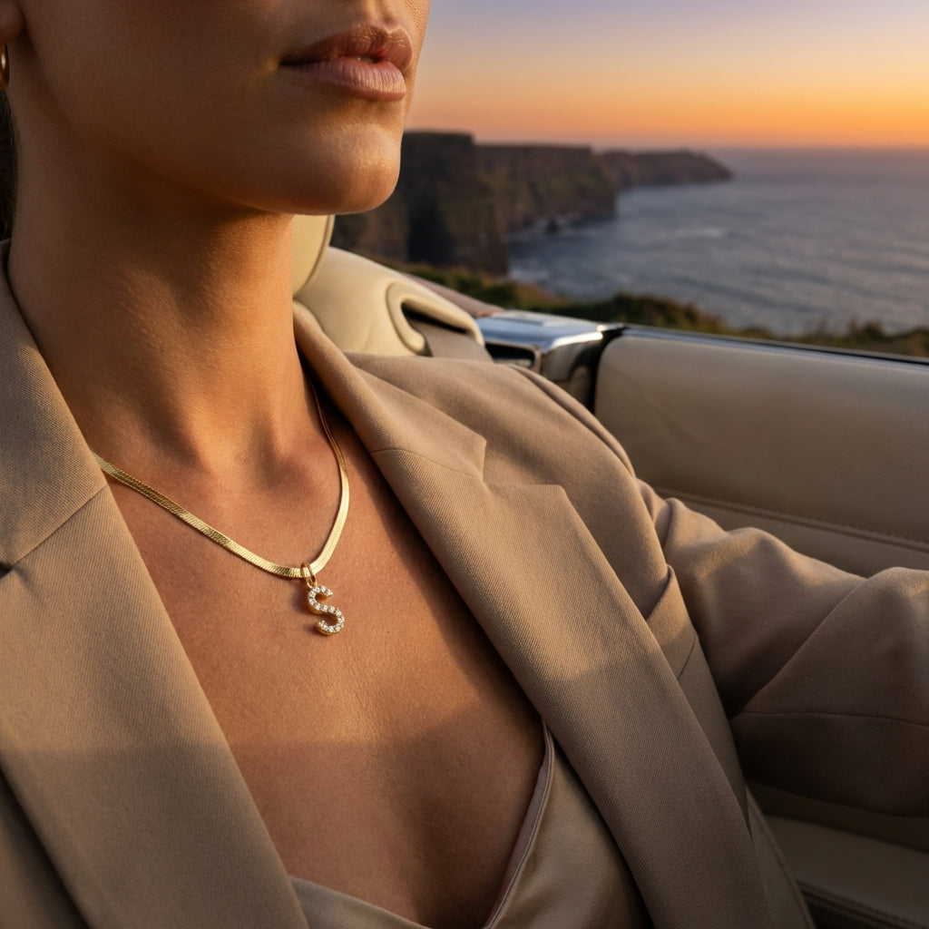 Solea Pavé Initial Necklace