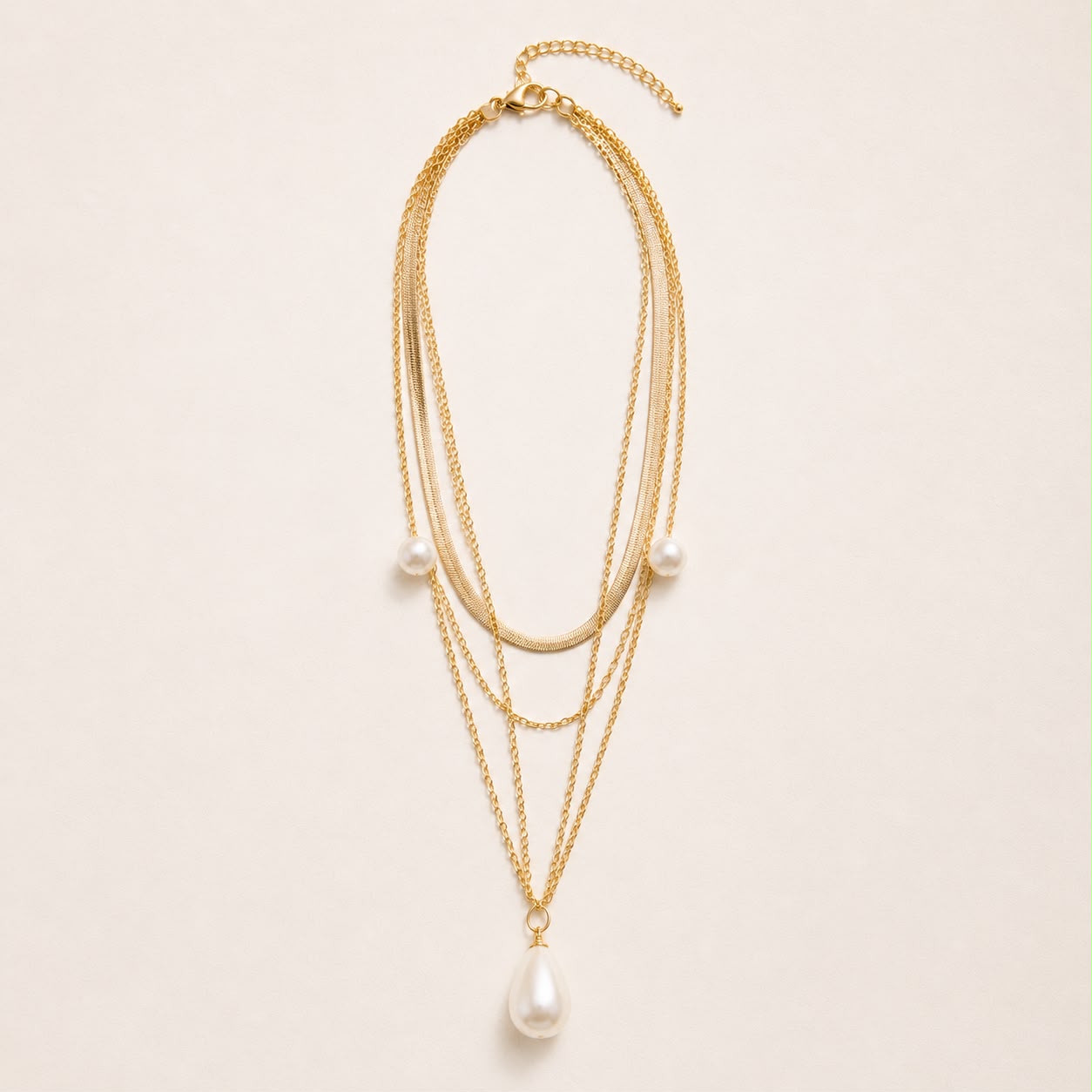 Serene Pearl Layered Necklace Set