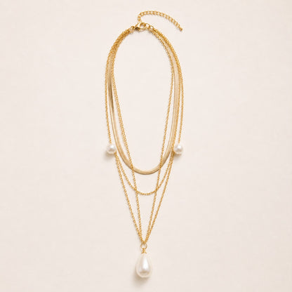 Serene Pearl Layered Necklace Set