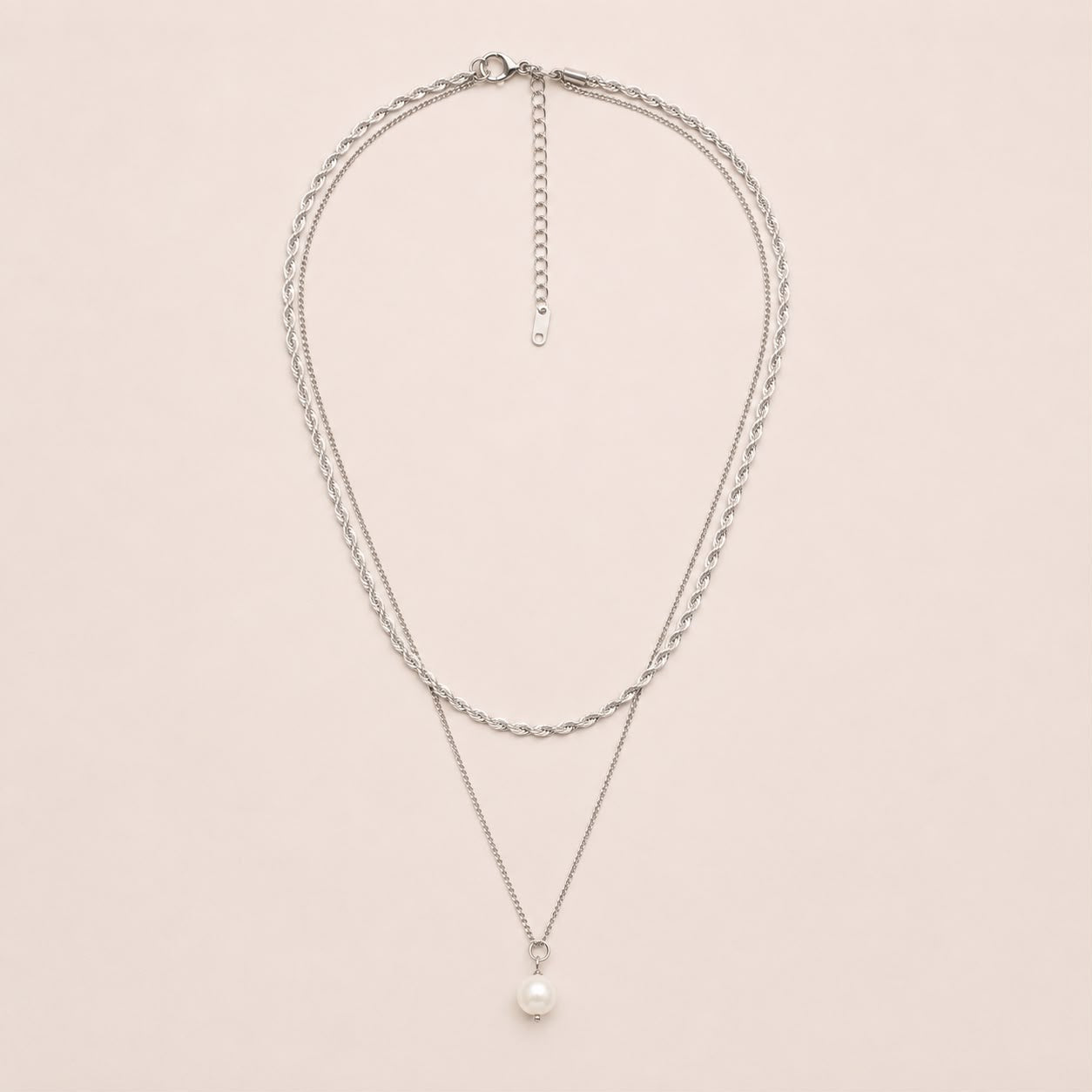Pearl Layered Silver Necklace