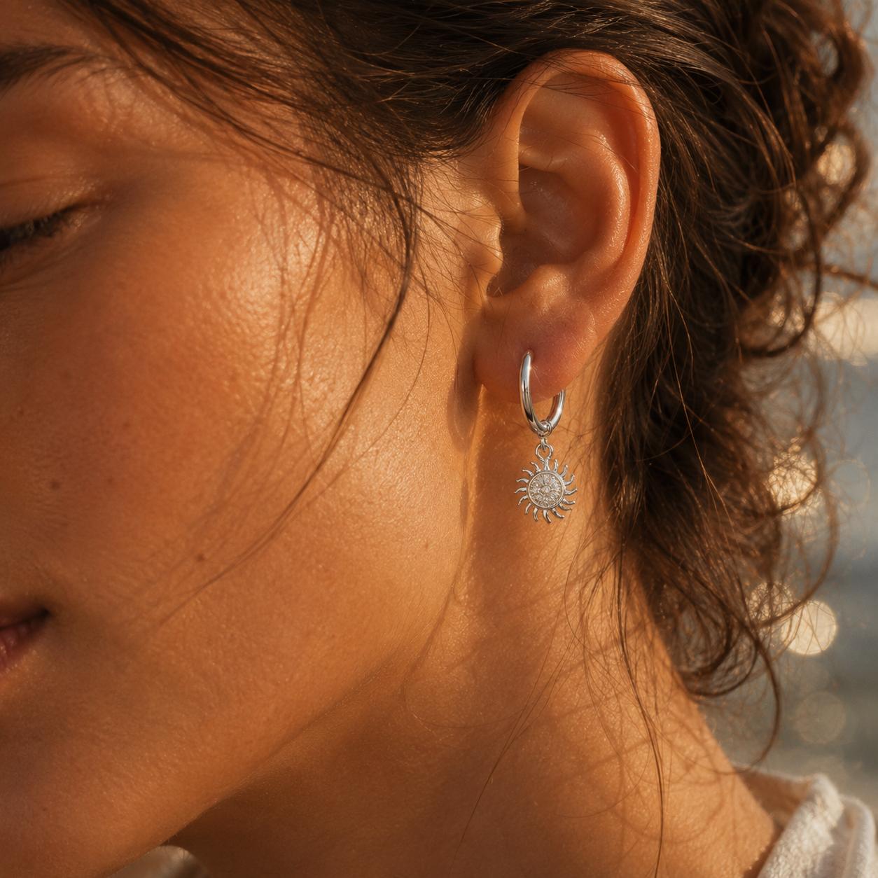 Radiant Sun Charm Hoops