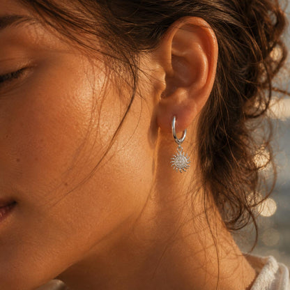 Radiant Sun Charm Hoops