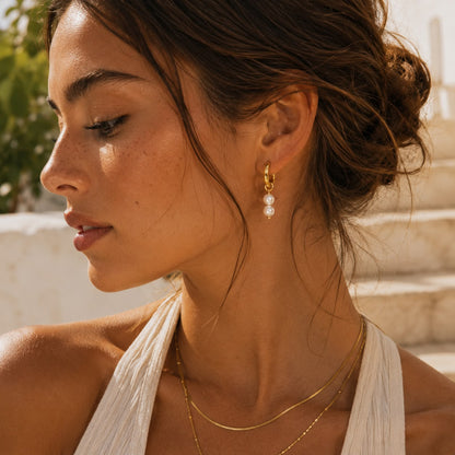 Serene Pearl Huggie Earrings