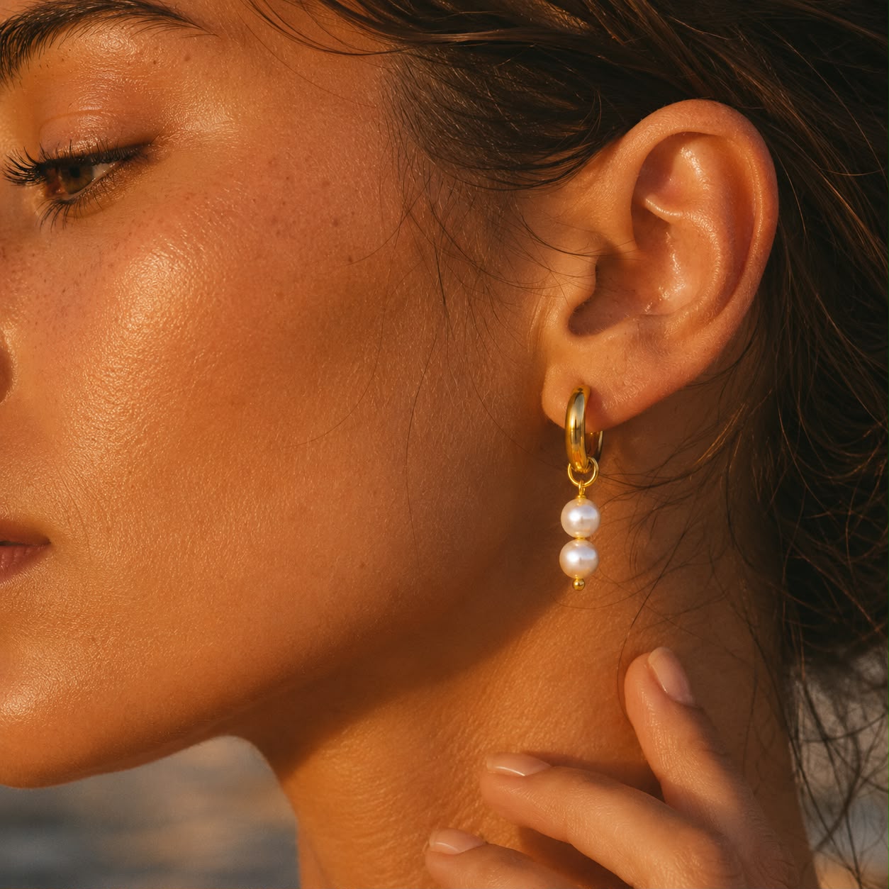 Serene Pearl Huggie Earrings