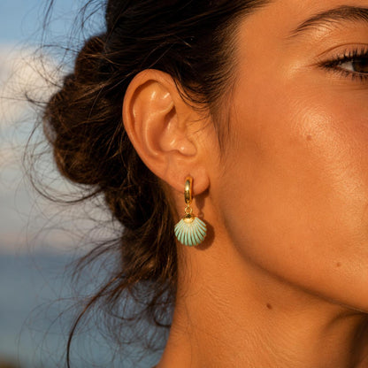 Azure Seashell Huggie Earrings