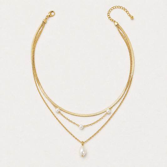 Serene Pearl Layered Necklace Set