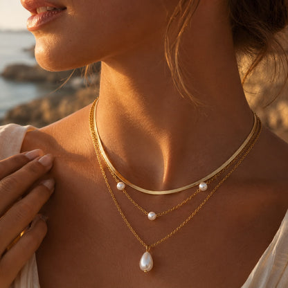 Serene Pearl Layered Necklace Set
