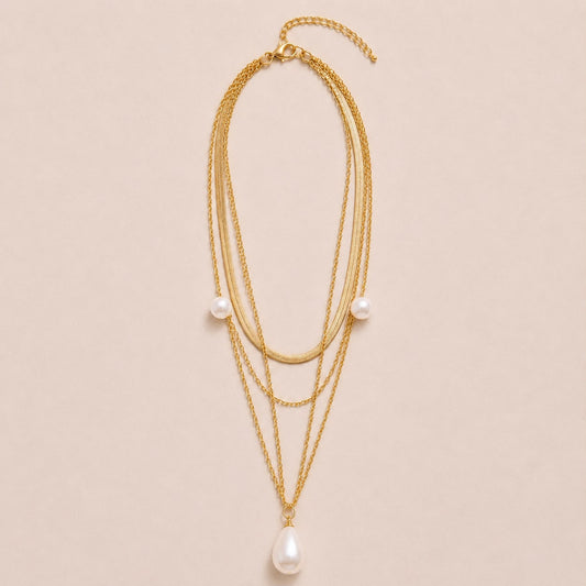 Serene Pearl Layered Necklace Set