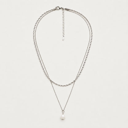 Pearl Layered Silver Necklace