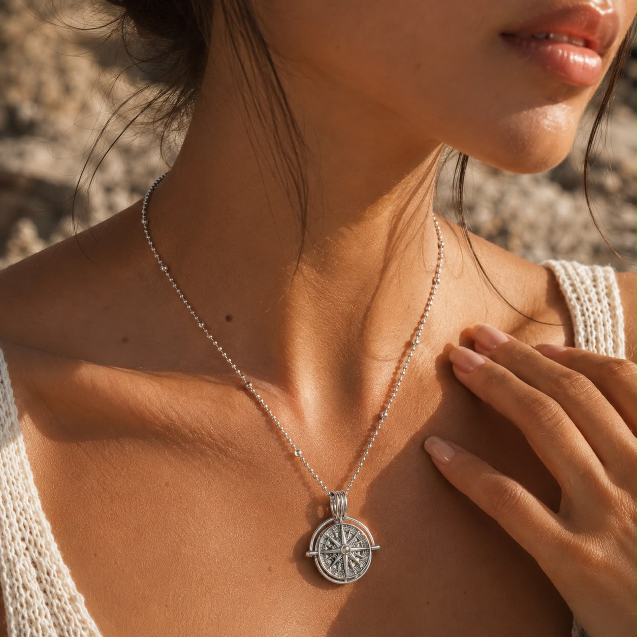 Celestial Compass Silver Necklace