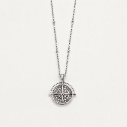 Celestial Compass Silver Necklace