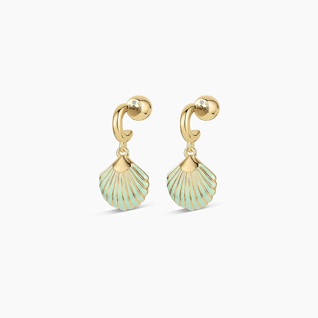 Azure Seashell Huggie Earrings