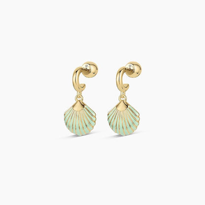 Azure Seashell Huggie Earrings