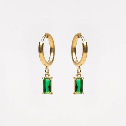 Emerald Glow Hoop Earrings